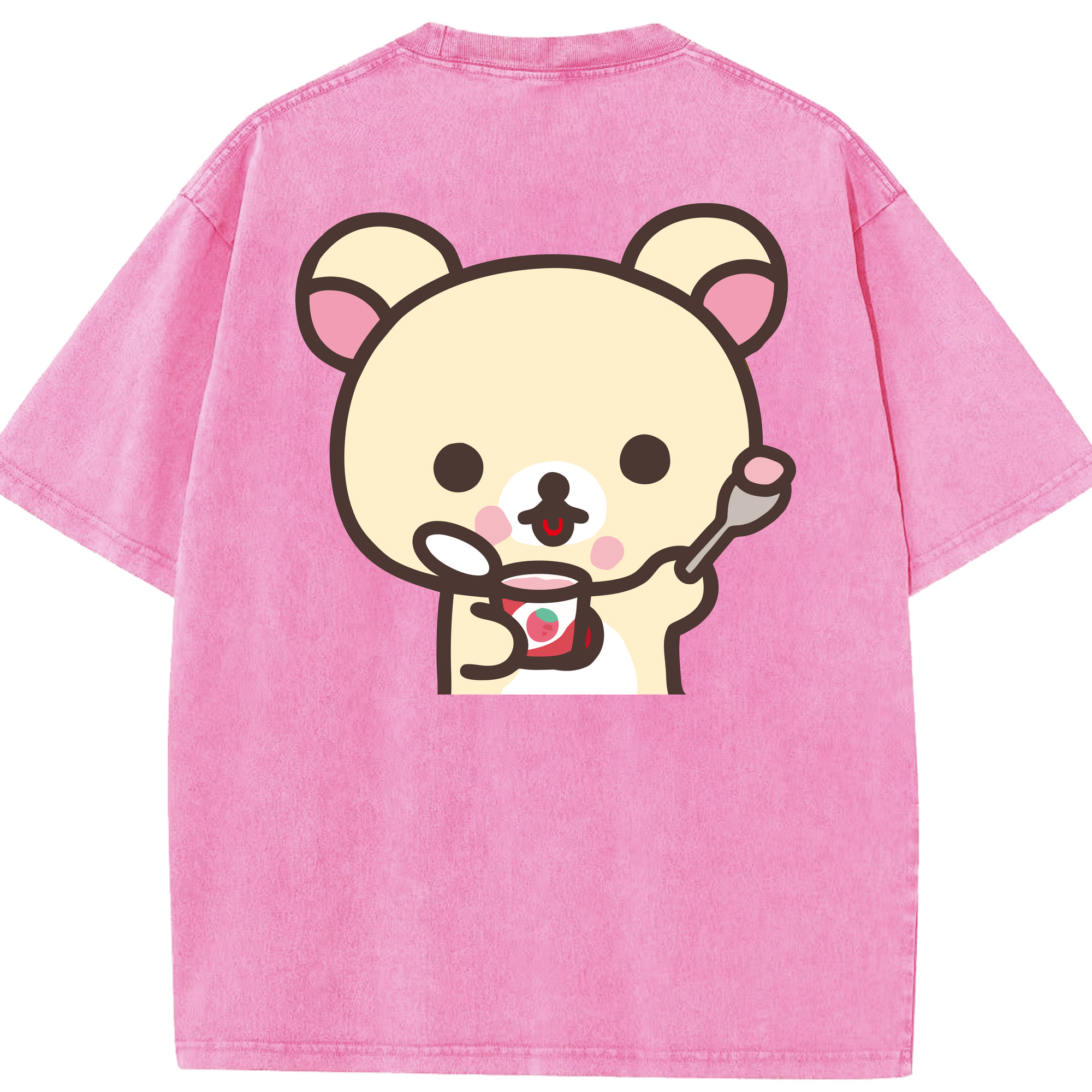 （画像用） リラックマ リラックマ キイロイトリ Rilakkuma Korilakkuma Kiiroitori 綿100% ヴィンテージ風 半袖Tシャツ（背面プリント）